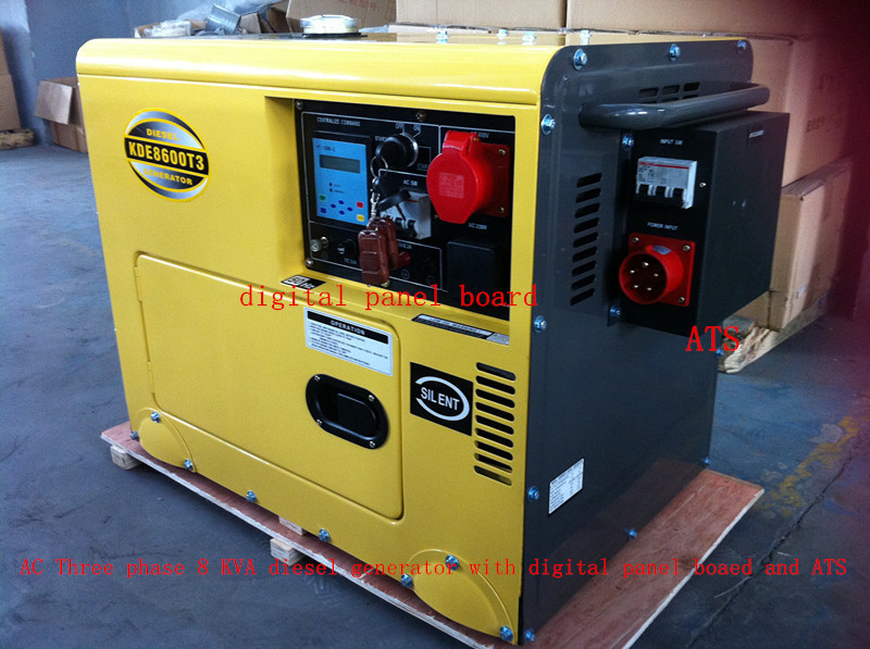8KVA gele Kleuren Stille Type Kleine Diesel Generatorsreeks met ATS, Laag Oliealarmsysteem